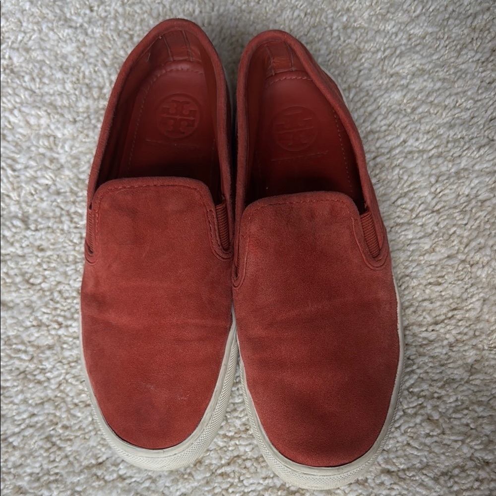 Tory Burch Red Suede Loafers